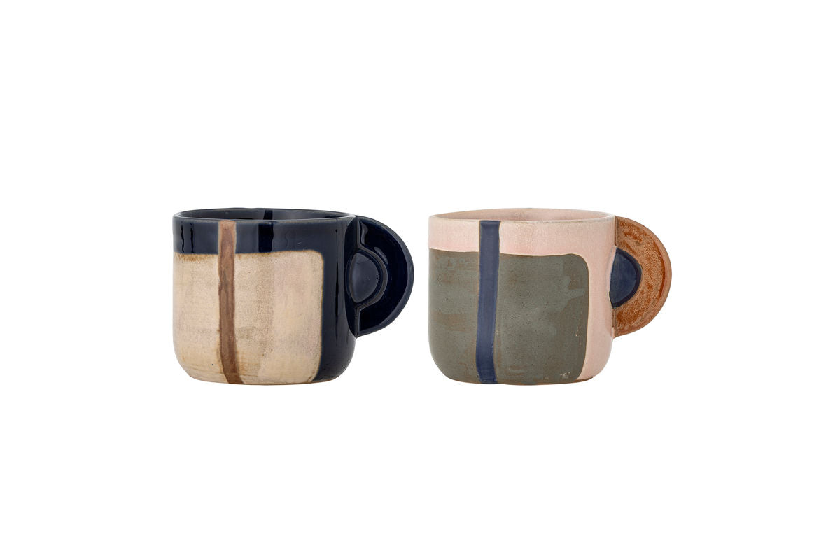 Tassen-Set Calida – Geometrisches Design mit reaktiver Glasur (2er-Set)