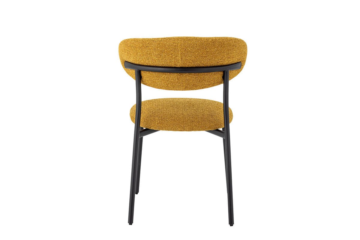 Chaise de salle à manger Felix – rembourrage en chenille de couleur jaune chaud