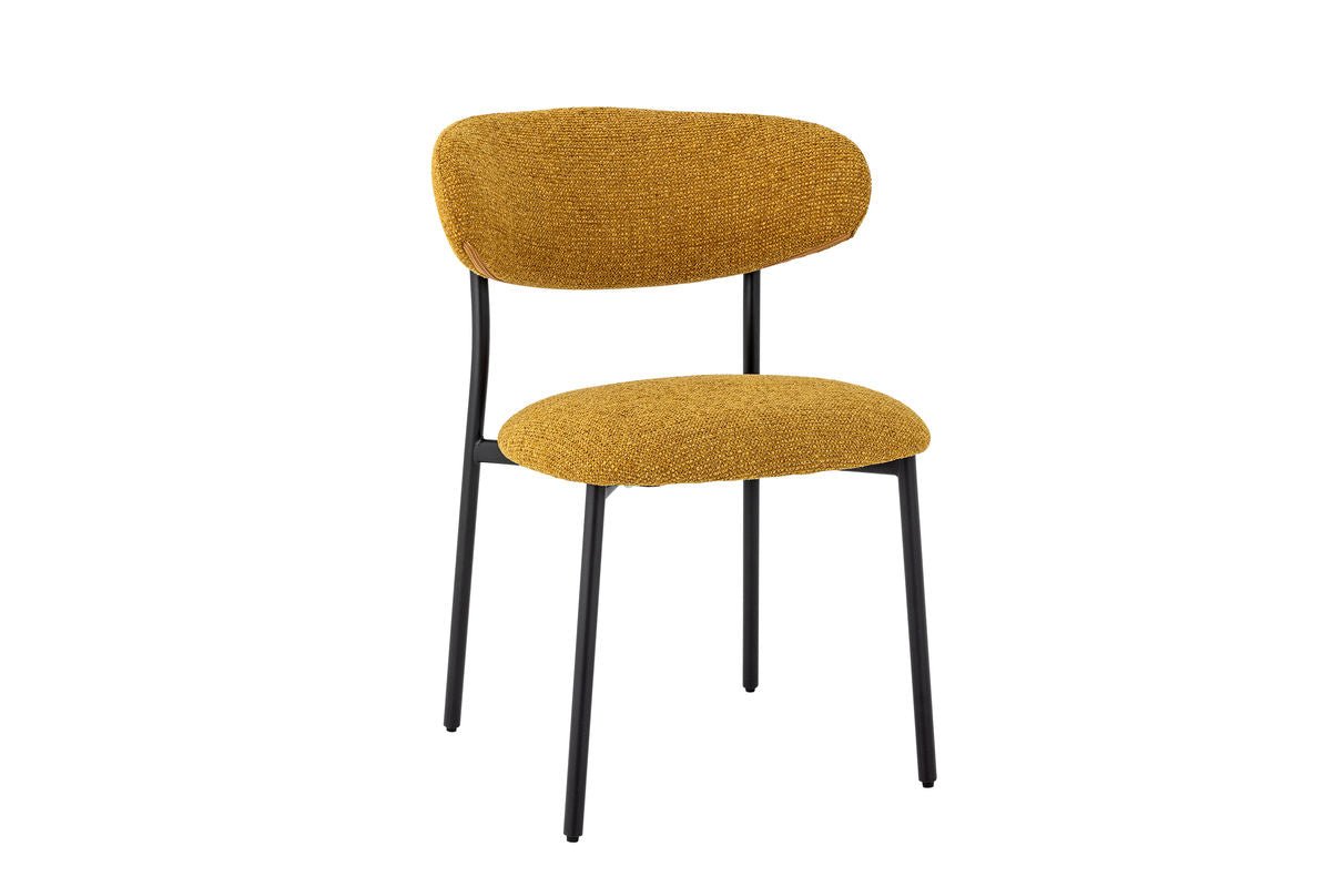 Chaise de salle à manger Felix – rembourrage en chenille de couleur jaune chaud