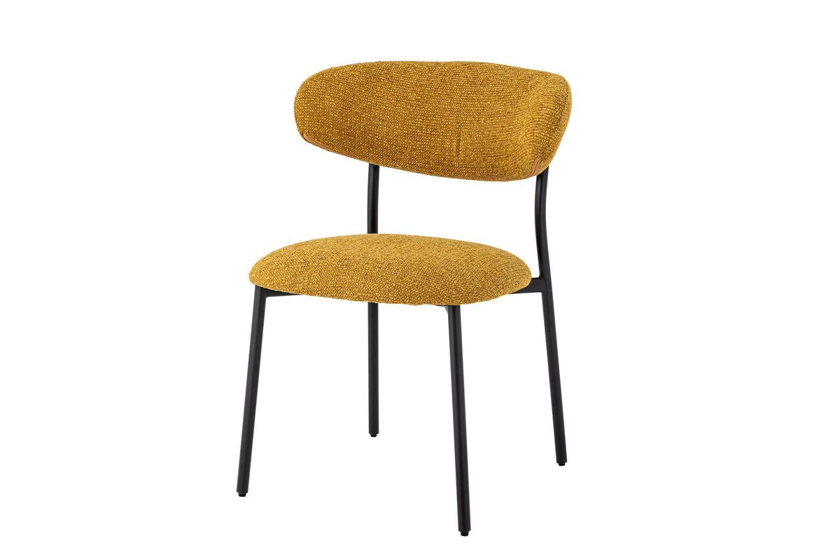 Chaise de salle à manger Felix – rembourrage en chenille de couleur jaune chaud