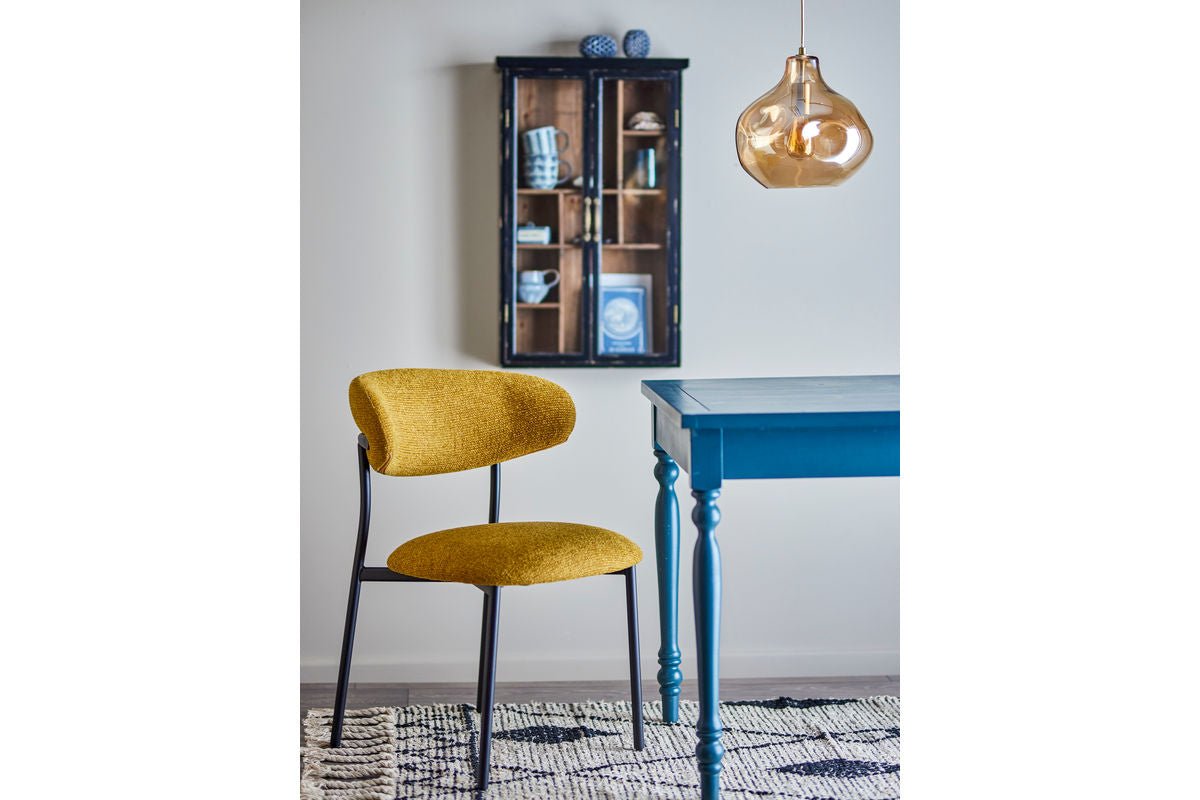 Chaise de salle à manger Felix – rembourrage en chenille de couleur jaune chaud