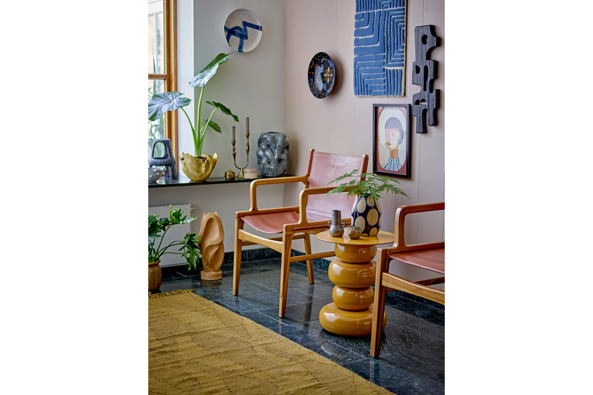 Table d'appoint Becca – Design sculptural en jaune brillant