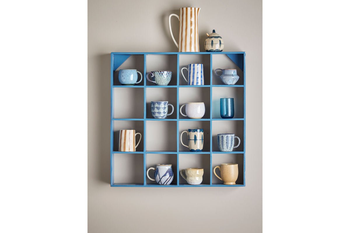 Étagère Maribo – Étagère compartimentée en bois recyclé bleu