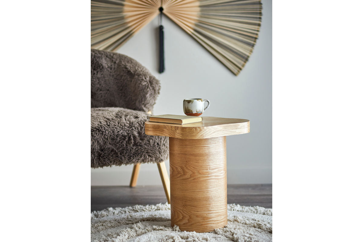 Side Table Margo – Cylindrical Design in Warm Natural Tone