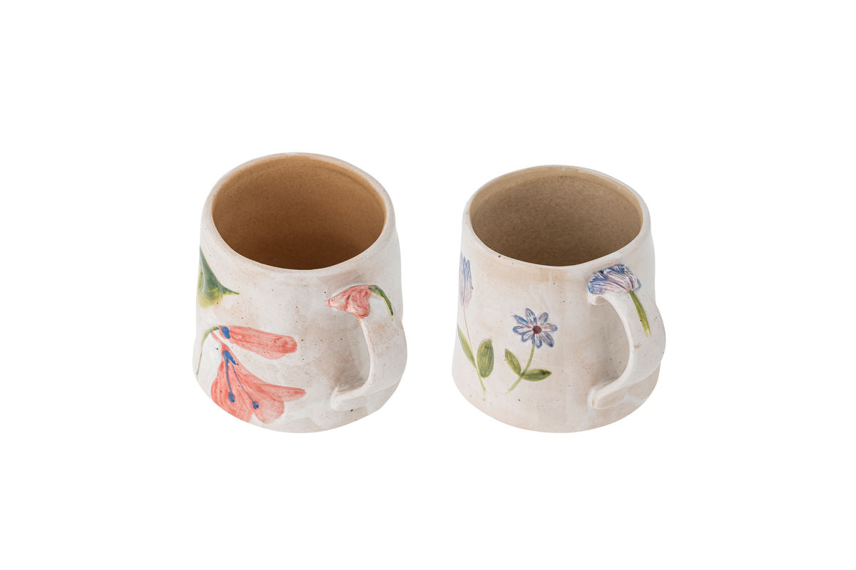 Set of 2 Luni Mugs – made of stoneware with floral motifs