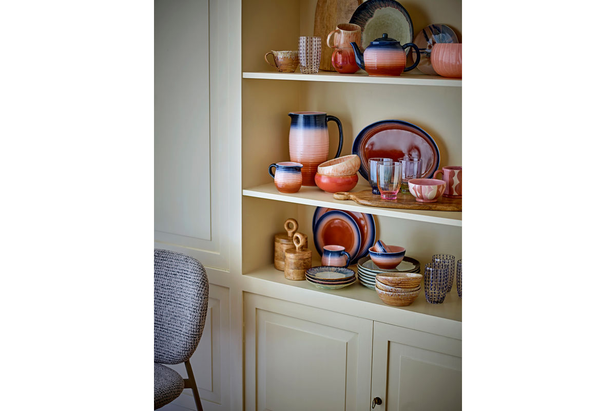 Gabi Cup Set – Ribbed Stoneware Cups with Gentle Color Gradient (Set of 4)