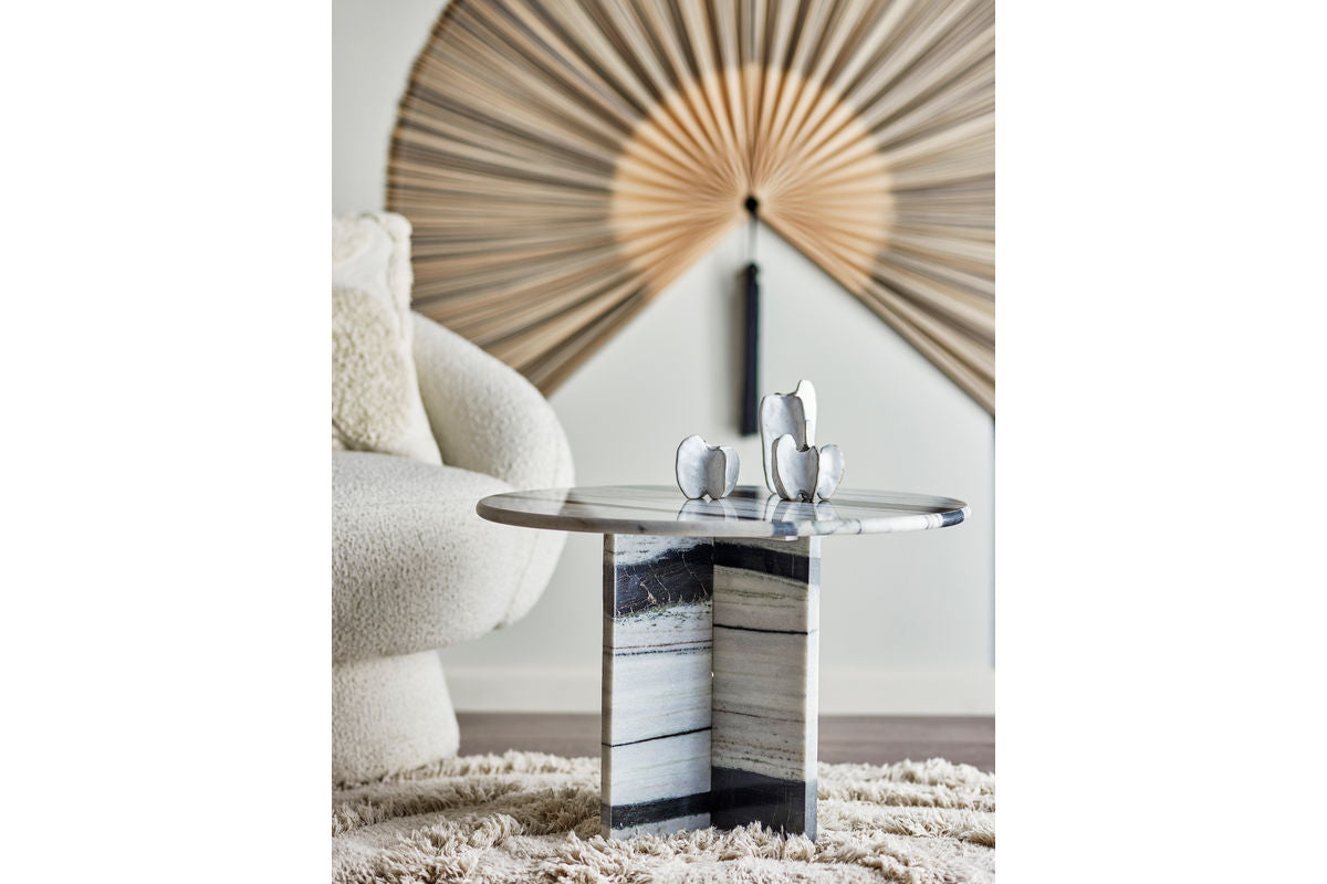 Table basse Alvaro – Marbre sculptural en blanc et noir