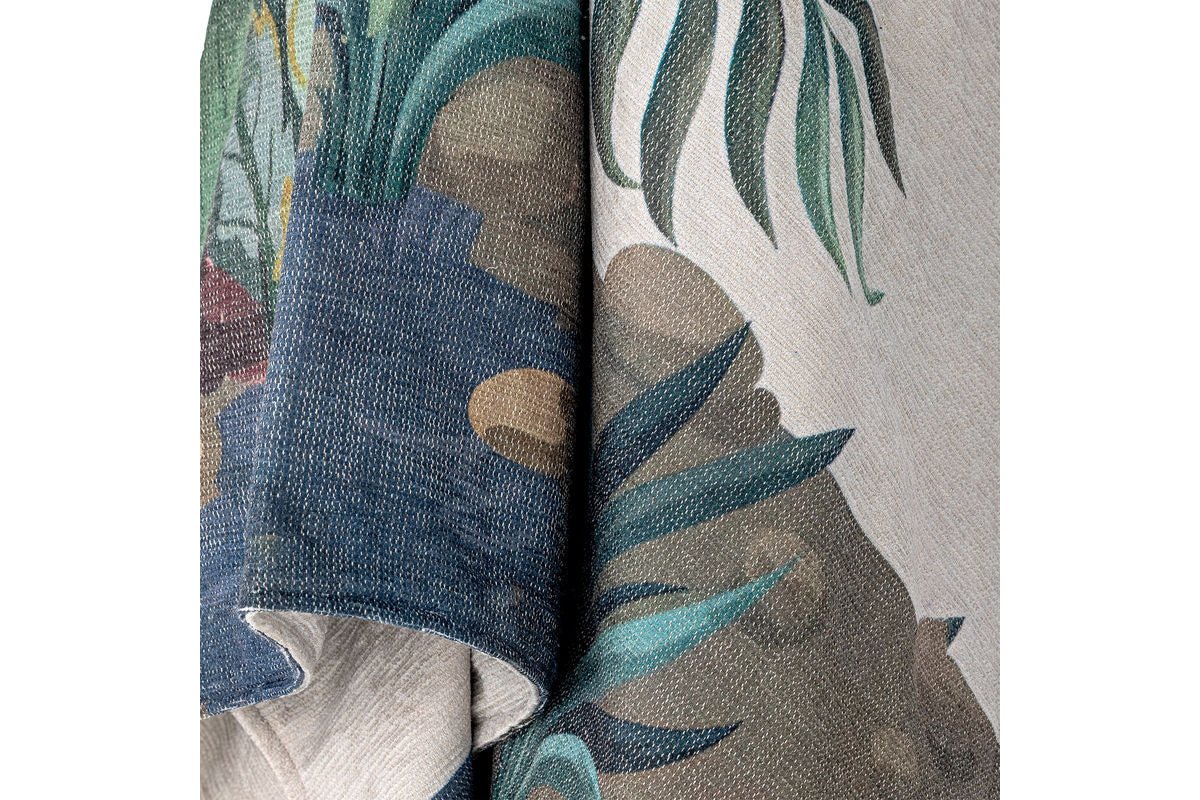 Tagesdëck Pfaui – aus gewebtem Polyester mat Quasten