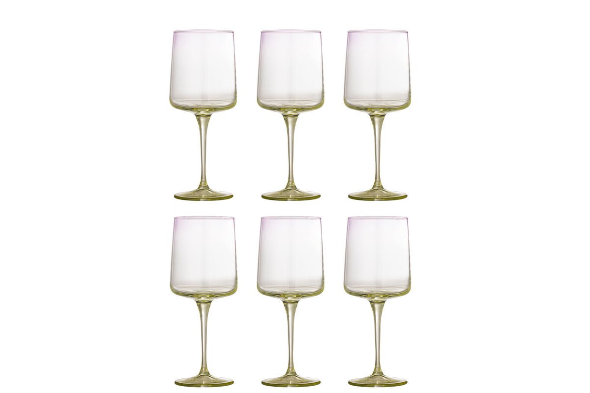 Verres à vin Olivia – avec tiges vert doré (lot de 6)