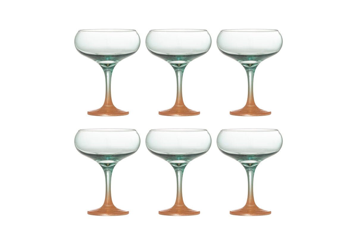 Verres à cocktail Ozeana – Verres avec des accents discrets ambrés et turquoise (lot de 6)