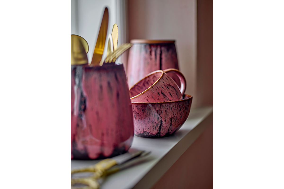 Melal Cup Set – Pink, made of stoneware (set of 4)