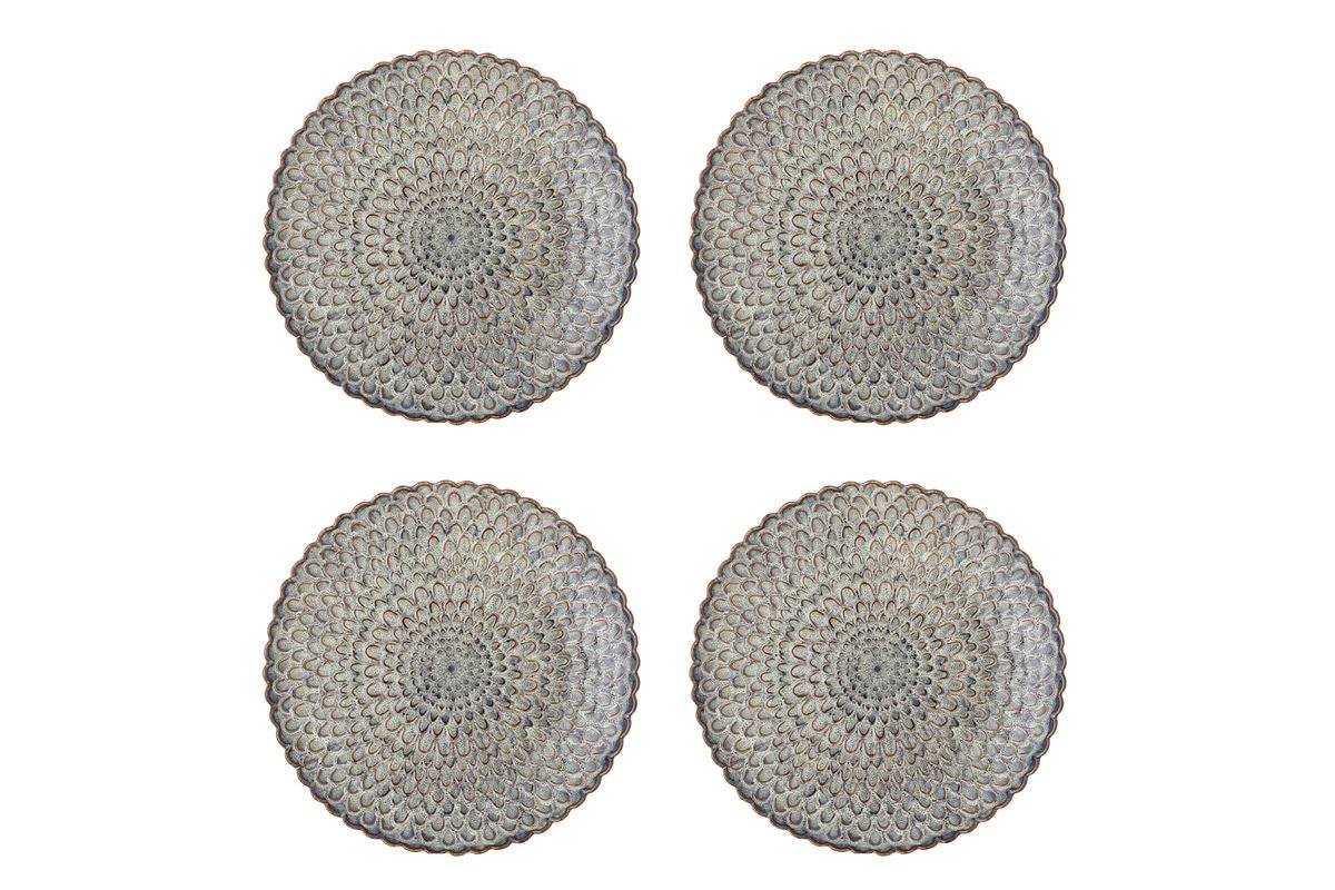 Cori Plate – Set of 4 Stoneware in Gray with Maritime Relief