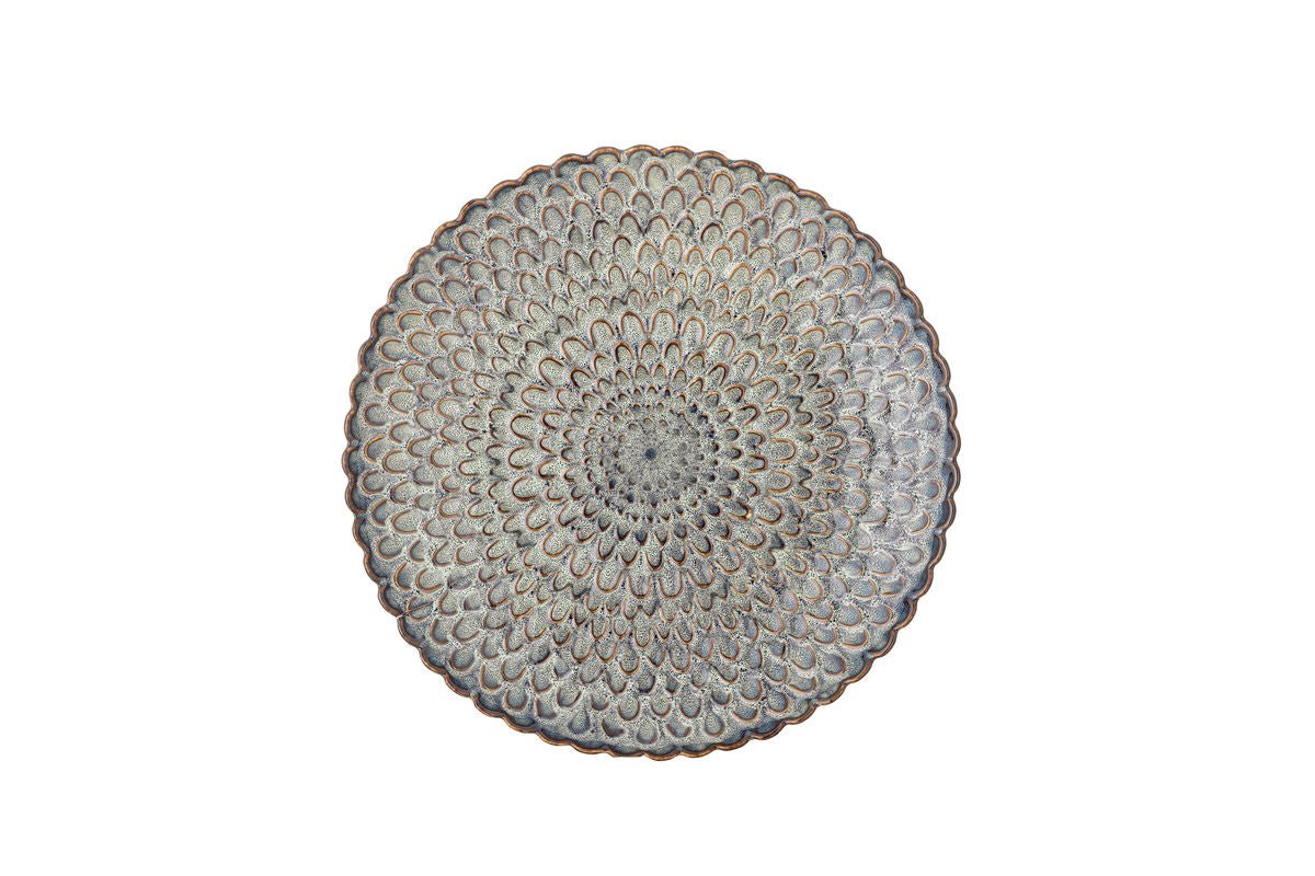 Cori Plate – Set of 4 Stoneware in Gray with Maritime Relief