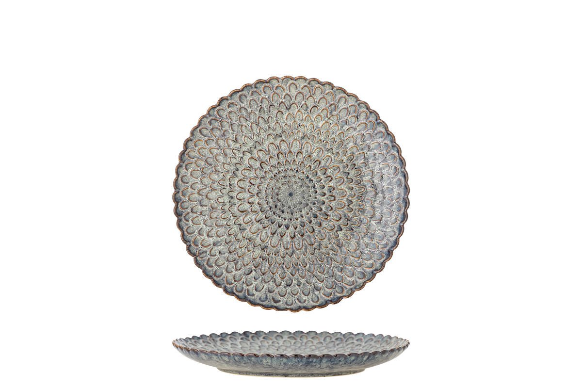 Cori Plate – Set of 4 Stoneware in Gray with Maritime Relief