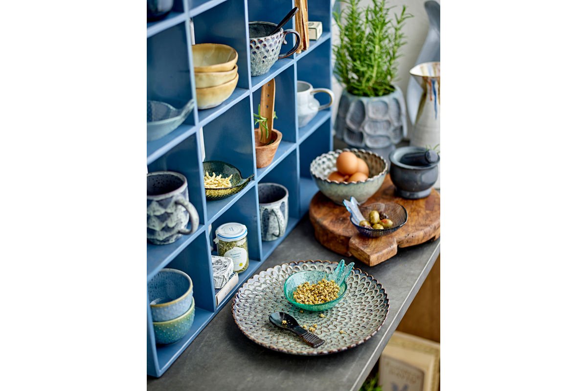 Cori Plate – Set of 4 Stoneware in Gray with Maritime Relief