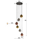 Pendant light Seraphis – 6 staggered lights in the metal color combination Gold, Copper and Chrome