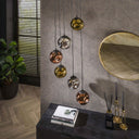 Pendant light Seraphis – 6 staggered lights in the metal color combination Gold, Copper and Chrome