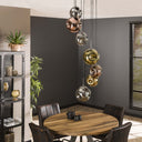 Pendant light Elaris – 7 staggered lights in the metal color combination Gold,Copper and Chrome