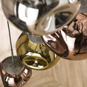 Pendant light Elaris – 7 staggered lights in the metal color combination Gold,Copper and Chrome