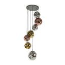 Pendant light Elaris – 7 staggered lights in the metal color combination Gold,Copper and Chrome