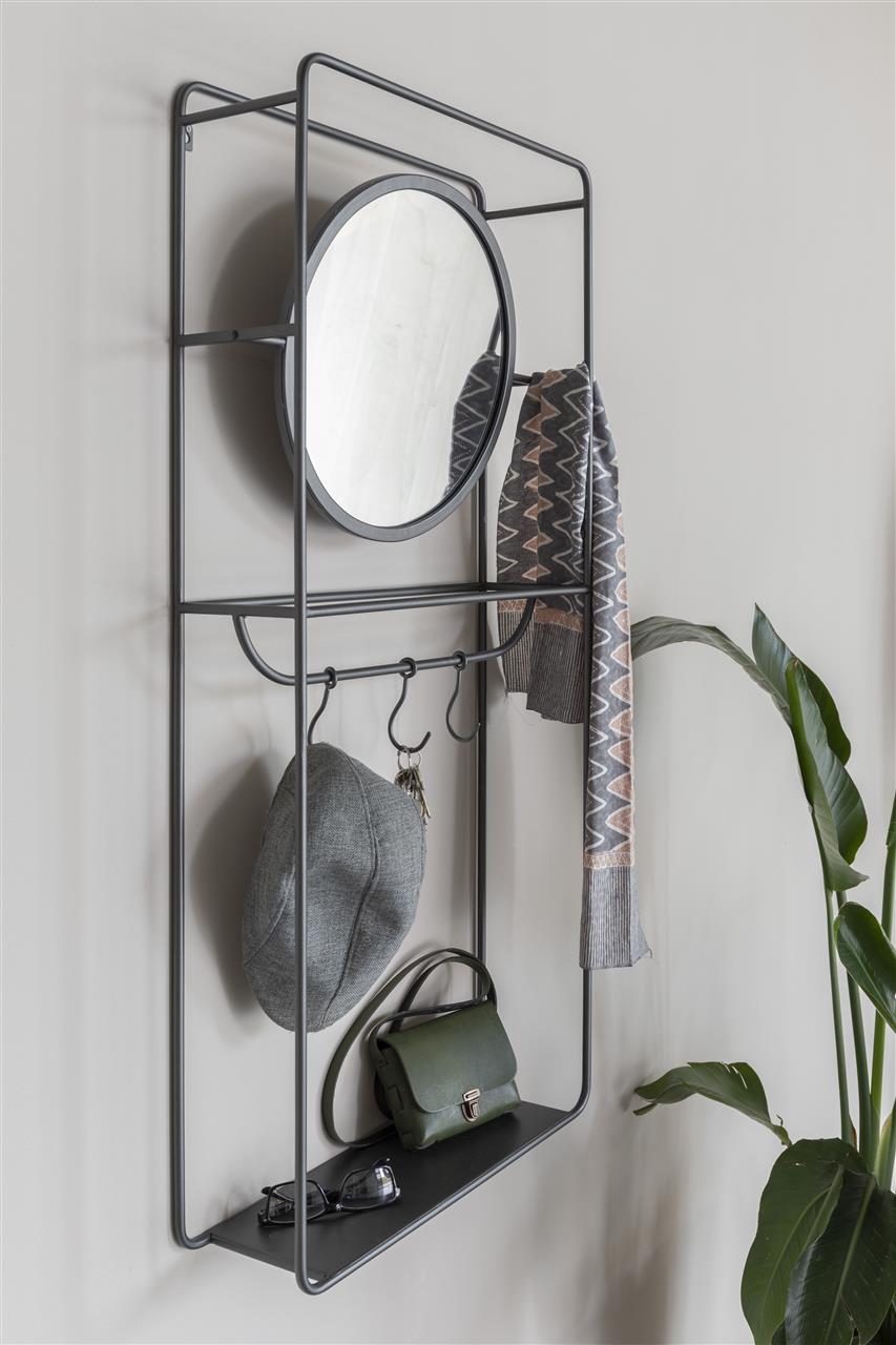 Étagère murale - miroir Duco – en acier Noir