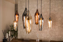 Pendant light "Thalira – 7 glass shades in amber, copper and chrome with metal fitting