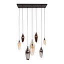 Pendant light "Thalira – 7 glass shades in amber, copper and chrome with metal fitting