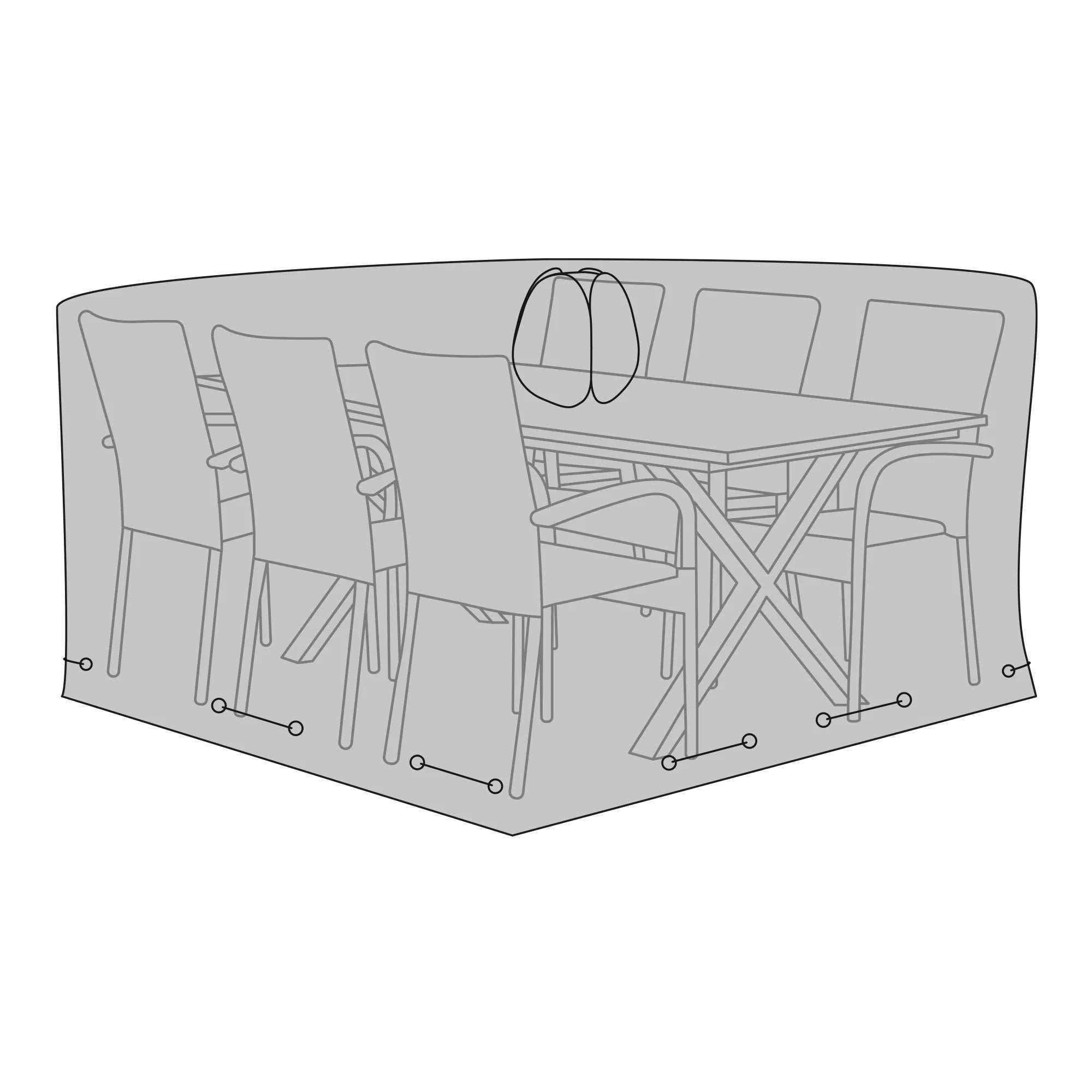 Veltano™ Schutzhülle – Rechteckiger Rundum-Schutz für Tischgruppen bis 6 Personen (235 × 155 × 95 cm)