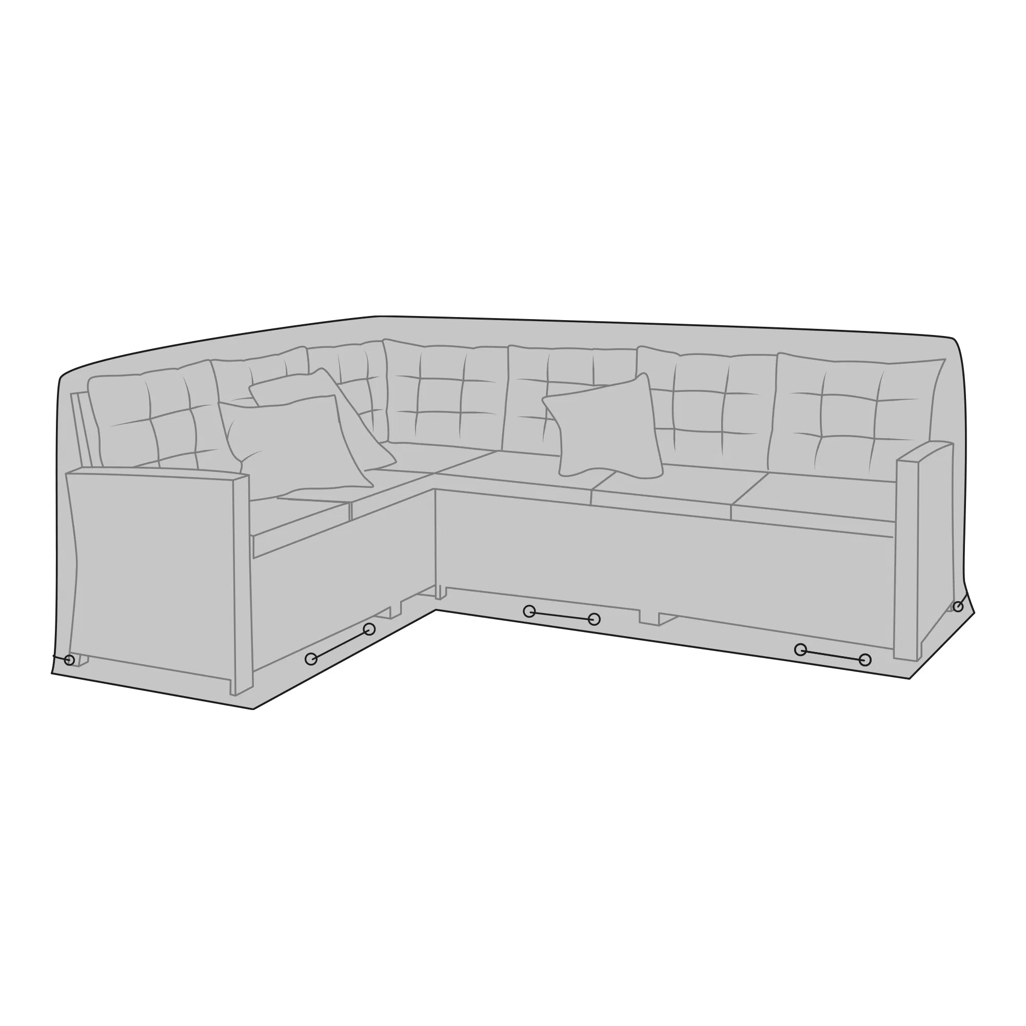 Veltano™ Schutzhülle fir Ecklounge – Verstellbare Schutz fir L-fërmeg Sofagruppen (bis 252 × 252 cm)