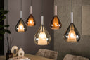 Pendant light "Lysandra – 5 teardrop-shaped glass shades in amber, copper and chrome