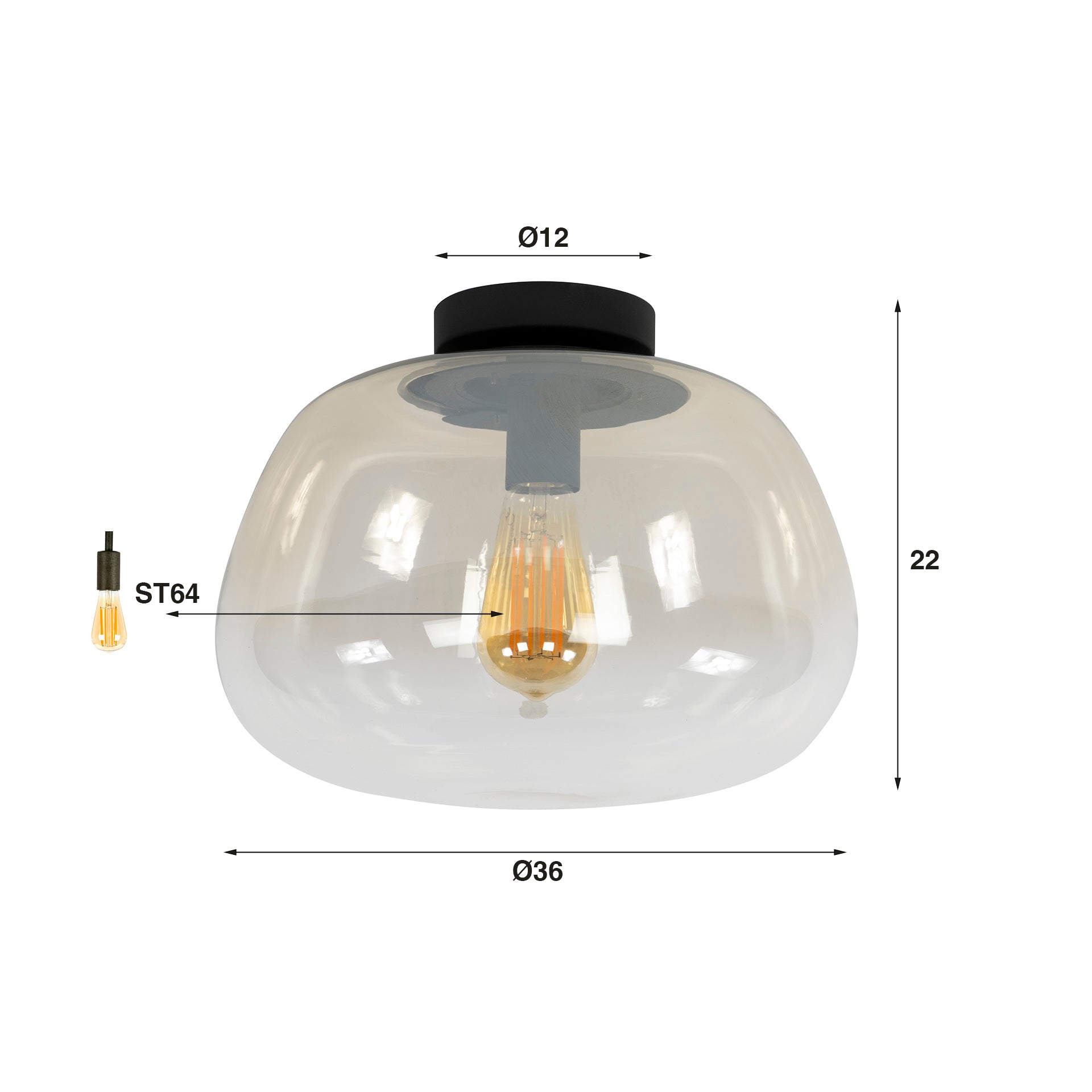 Ceiling light "Lunara" – Glass lamp with tinted shade