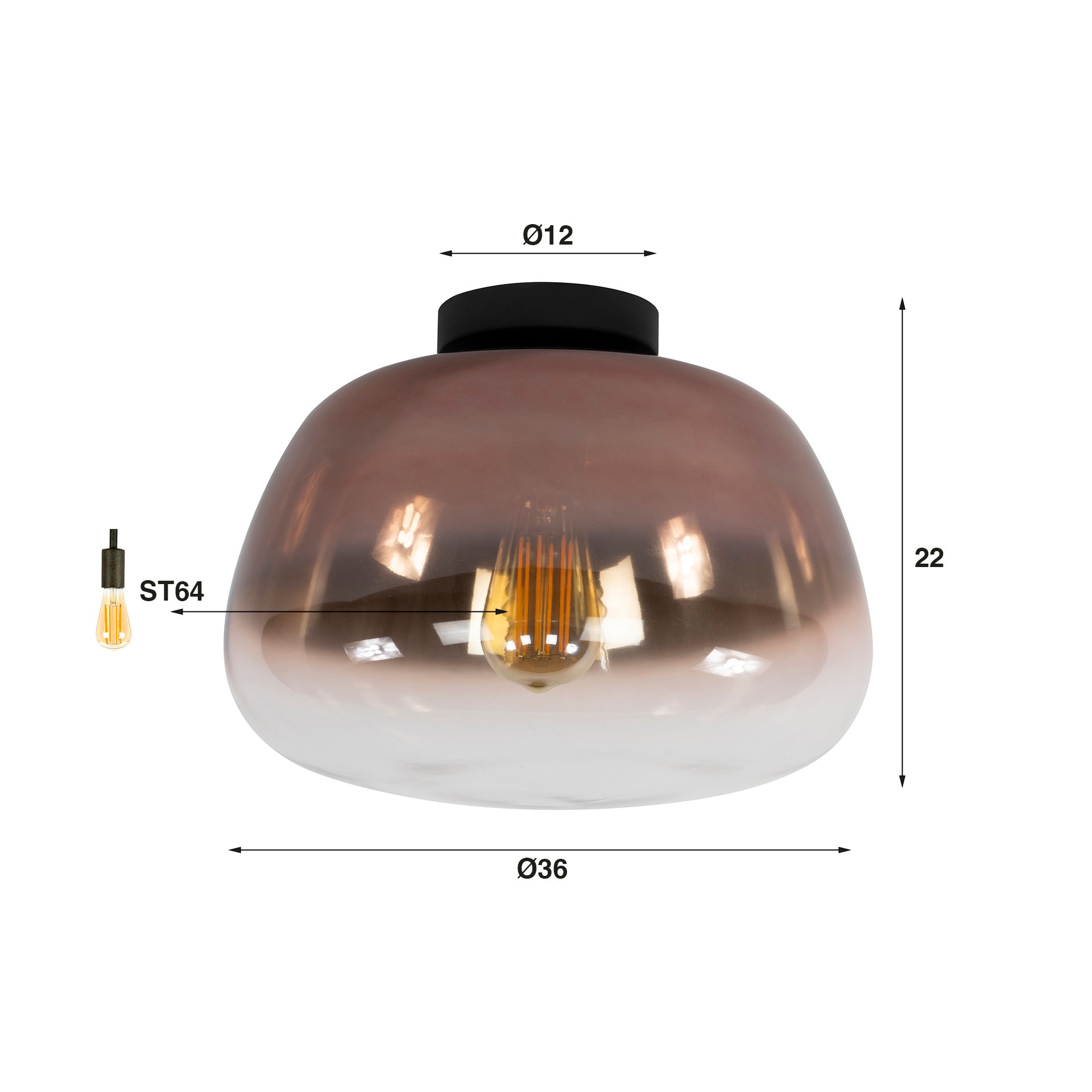 Ceiling light "Lunara" – Glass lamp with tinted shade