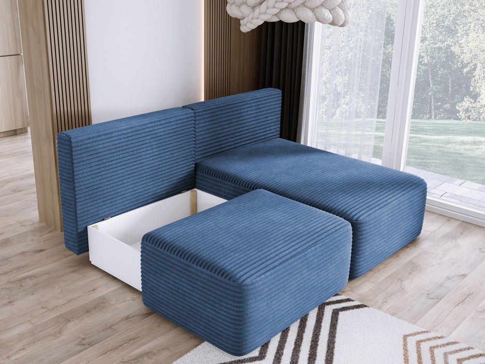 Designer Sofa Tilia Corduroy with Sleeping Function and Storage Space