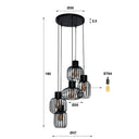 Valeris pendant light - Tiered with 5 lights made of anthracite-colored metal mesh