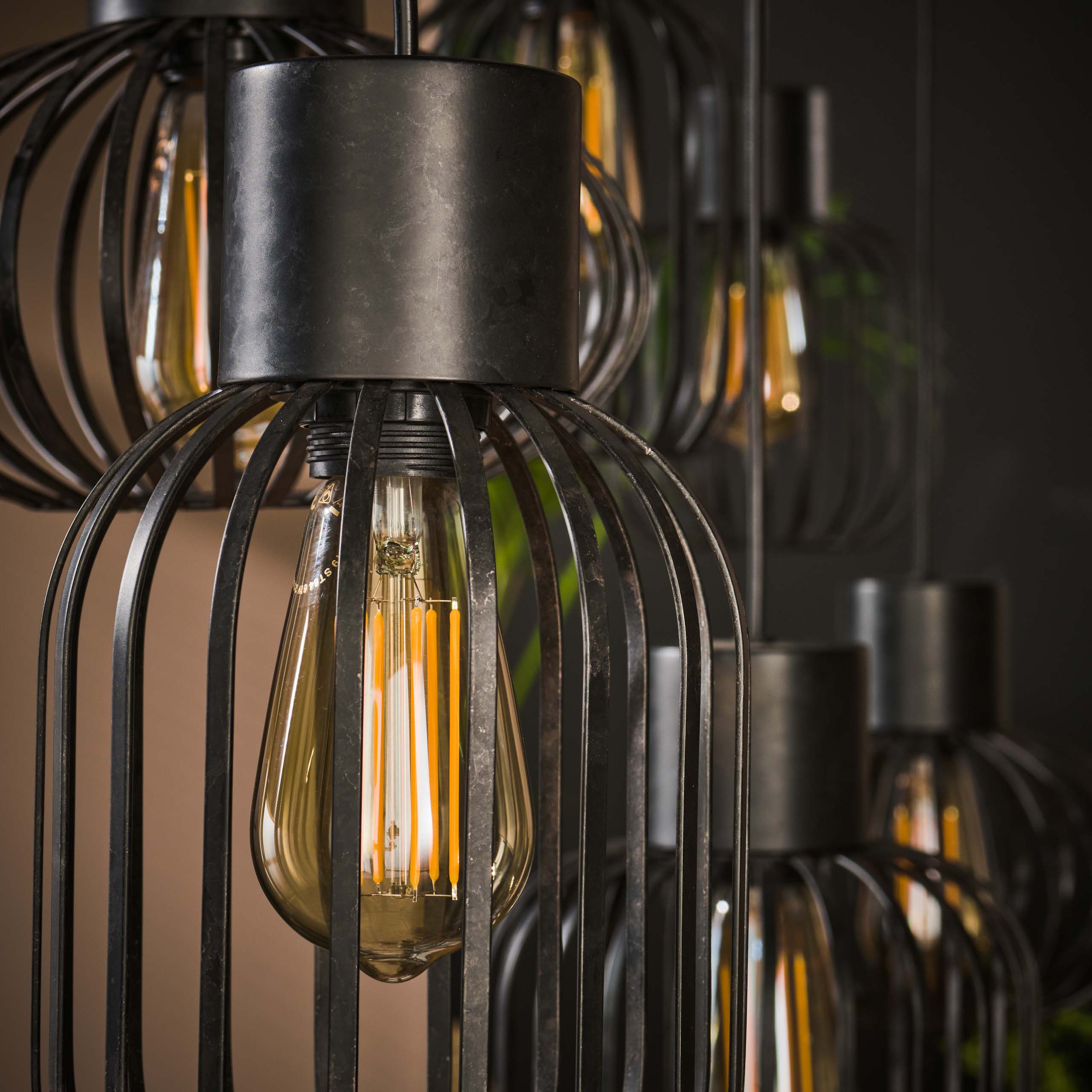 Pendant Light "Corvella" – 6 Lights Made of Anthracite-Colored Metal Mesh in Various Shapes