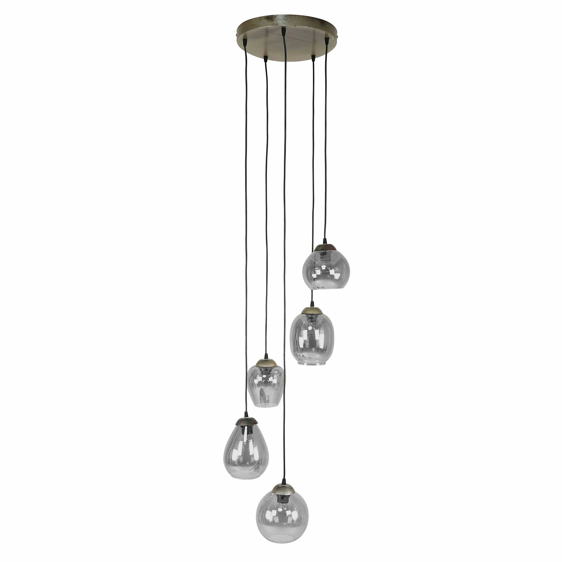 Pendant Lamp "Alaris" – 5-Tier Lights with Amber-Colored or Chrome Glass