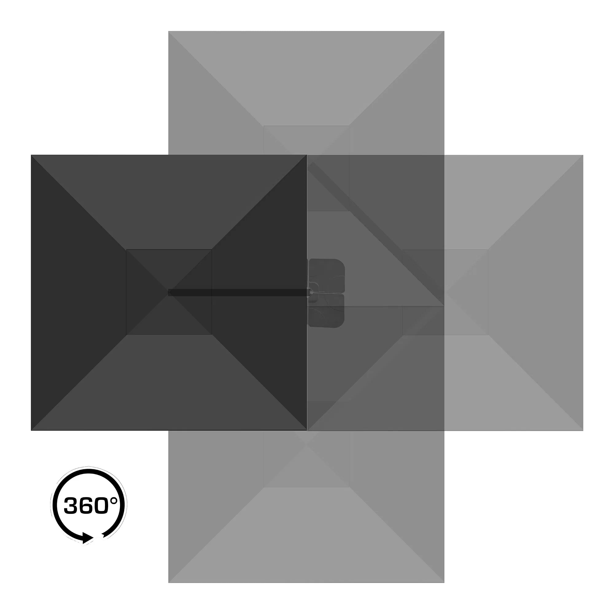 Gartensonnenschierm Solvien – an enger schwaarzer véieregeger Form