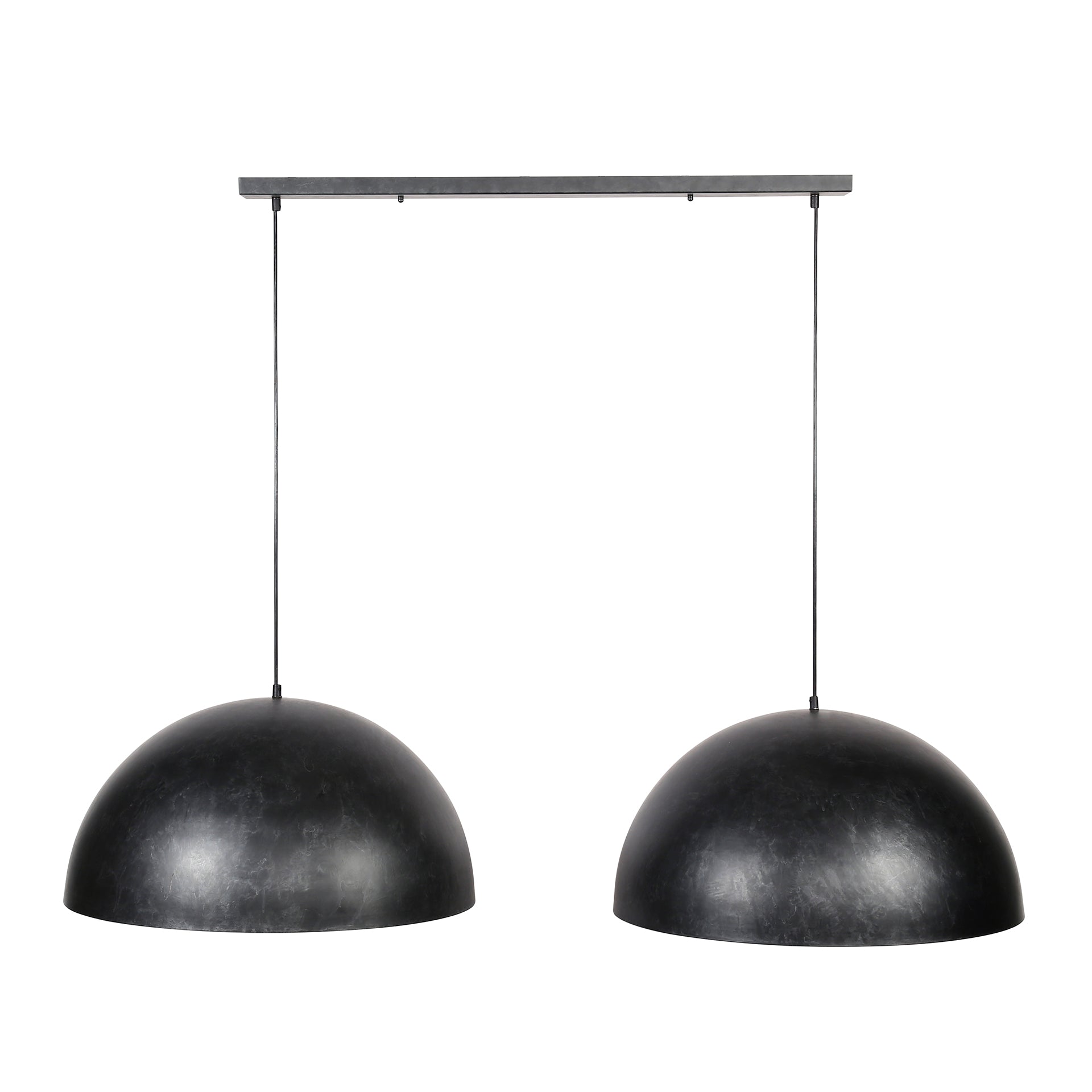 Suspension « Elandra » – 2 lampes avec abat-jours en forme de dôme de 60 cm de diamètre en gris foncé