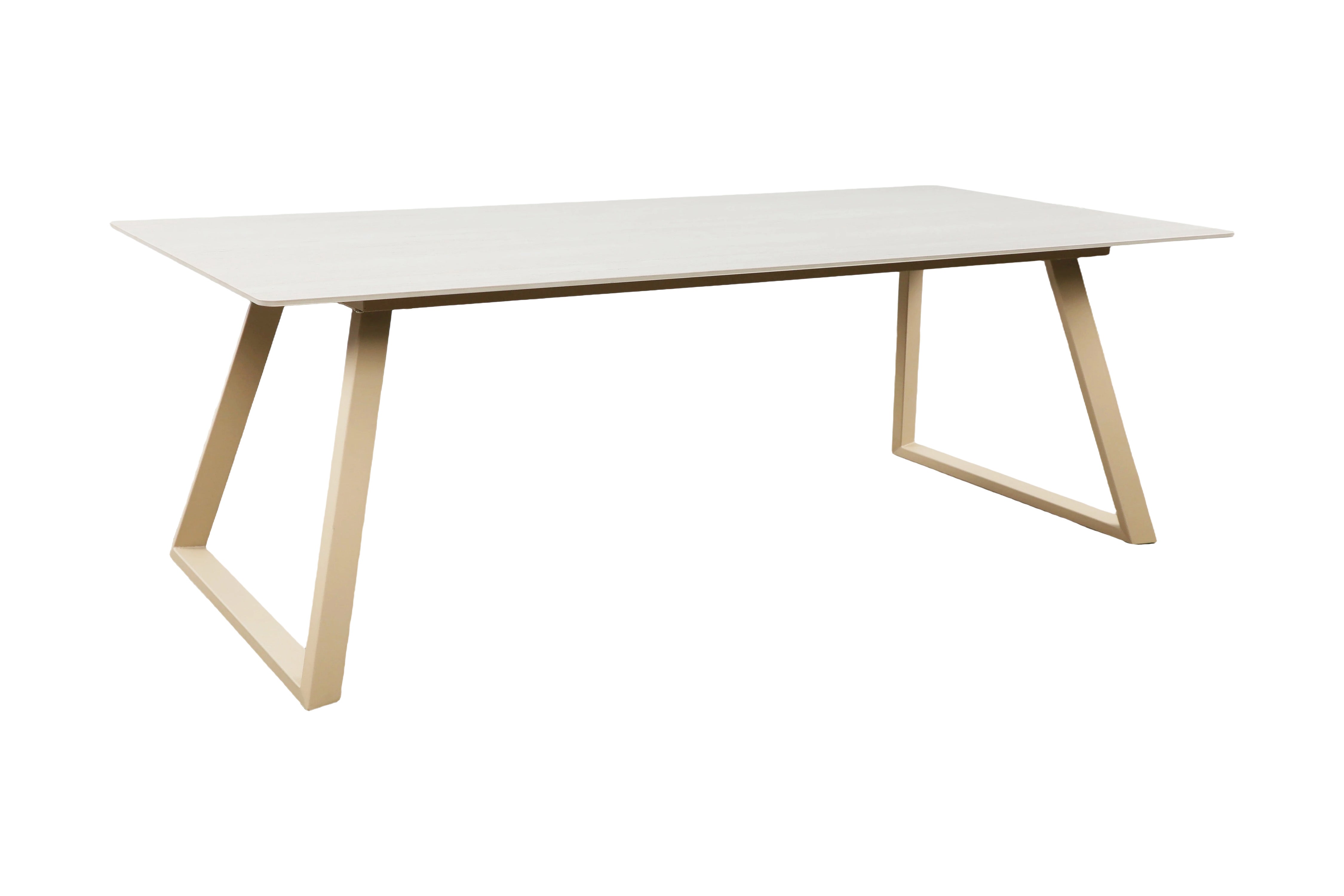 Table à manger Mireza - en aspect marbre avec piètement beige