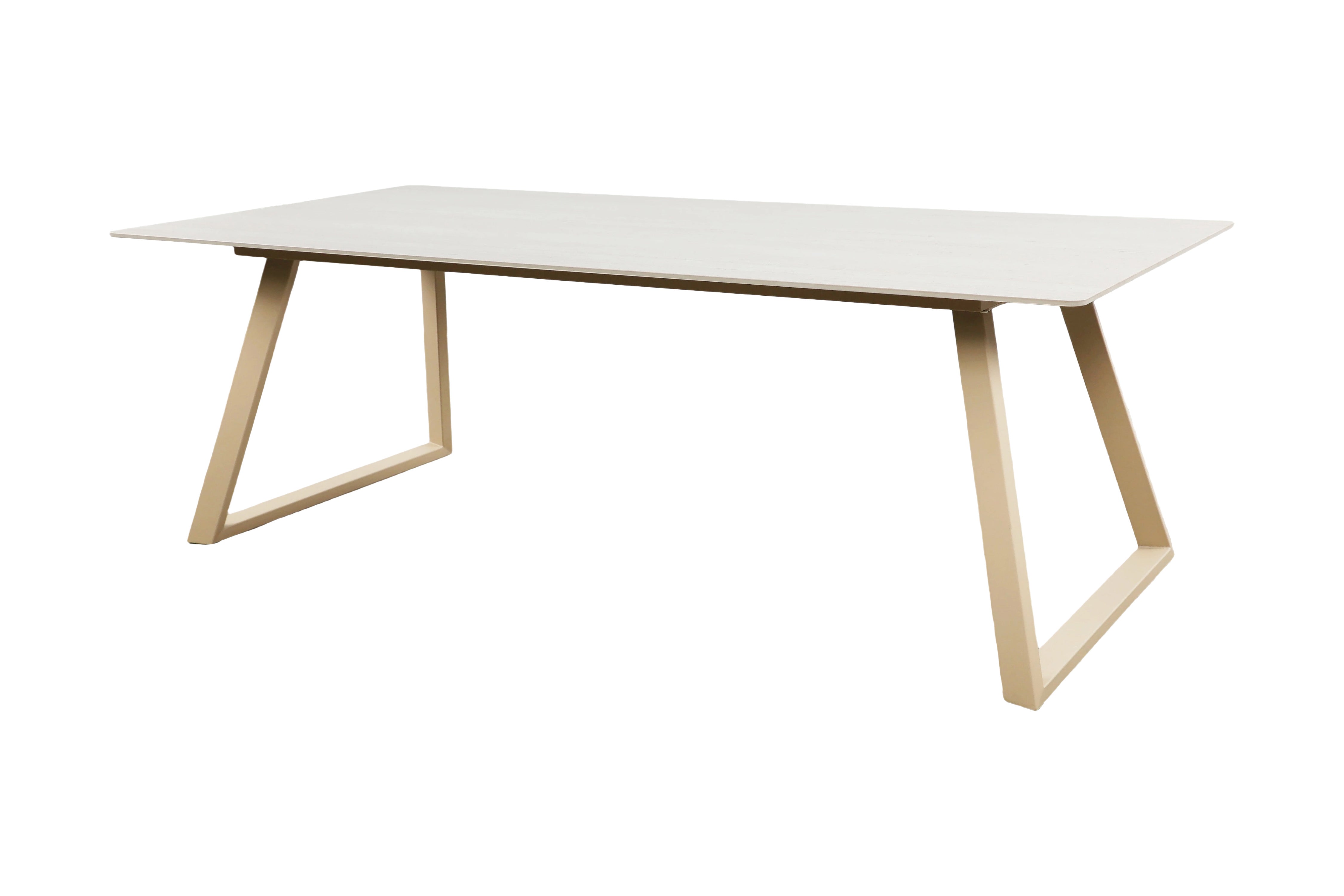 Table à manger Mireza - en aspect marbre avec piètement beige