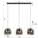 Pendant Light Cirella – 3 lights with large lampshades made of chrome glass