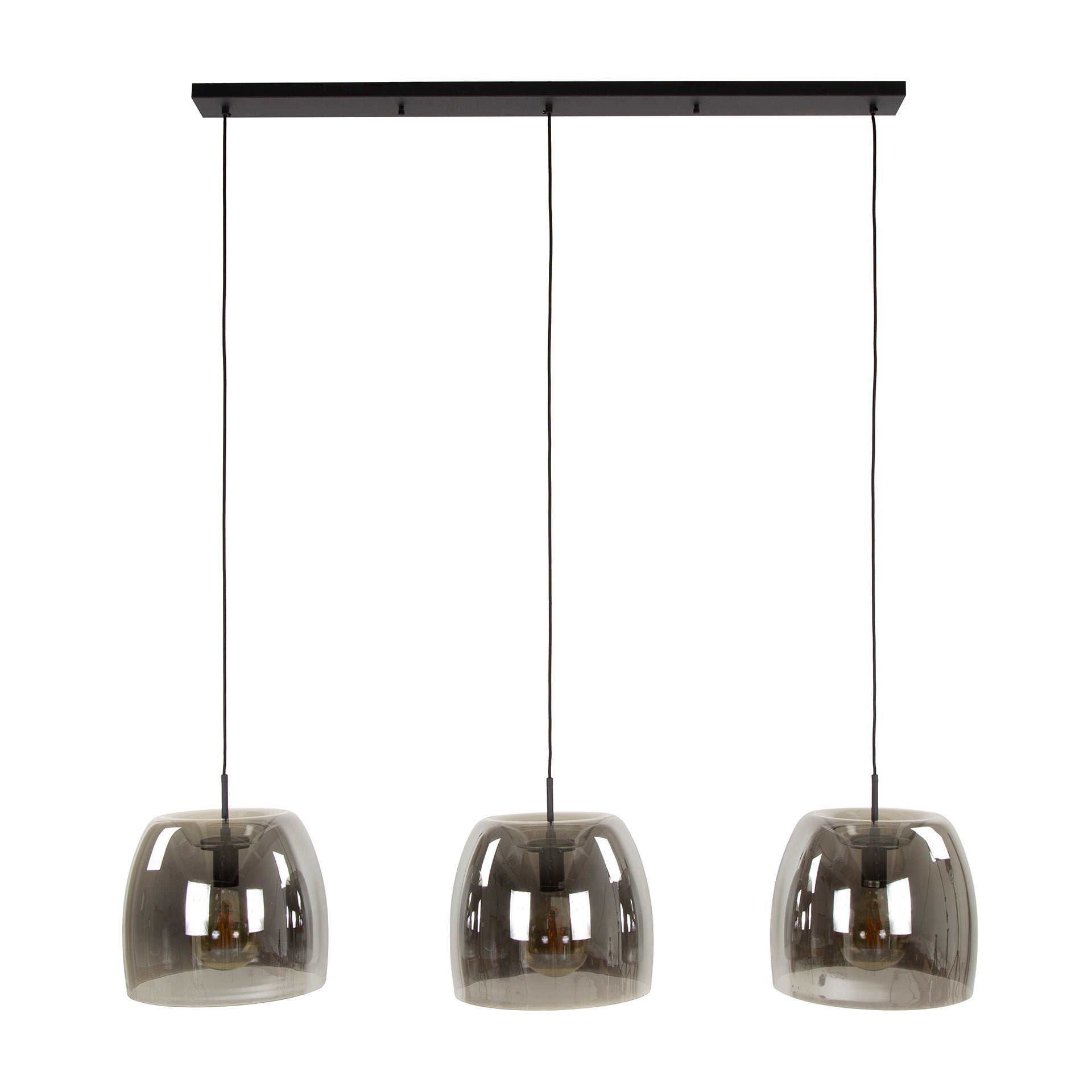 Pendant Light "Cirella" – 3 Lights with Large Lampshades Made of Chrome Glass