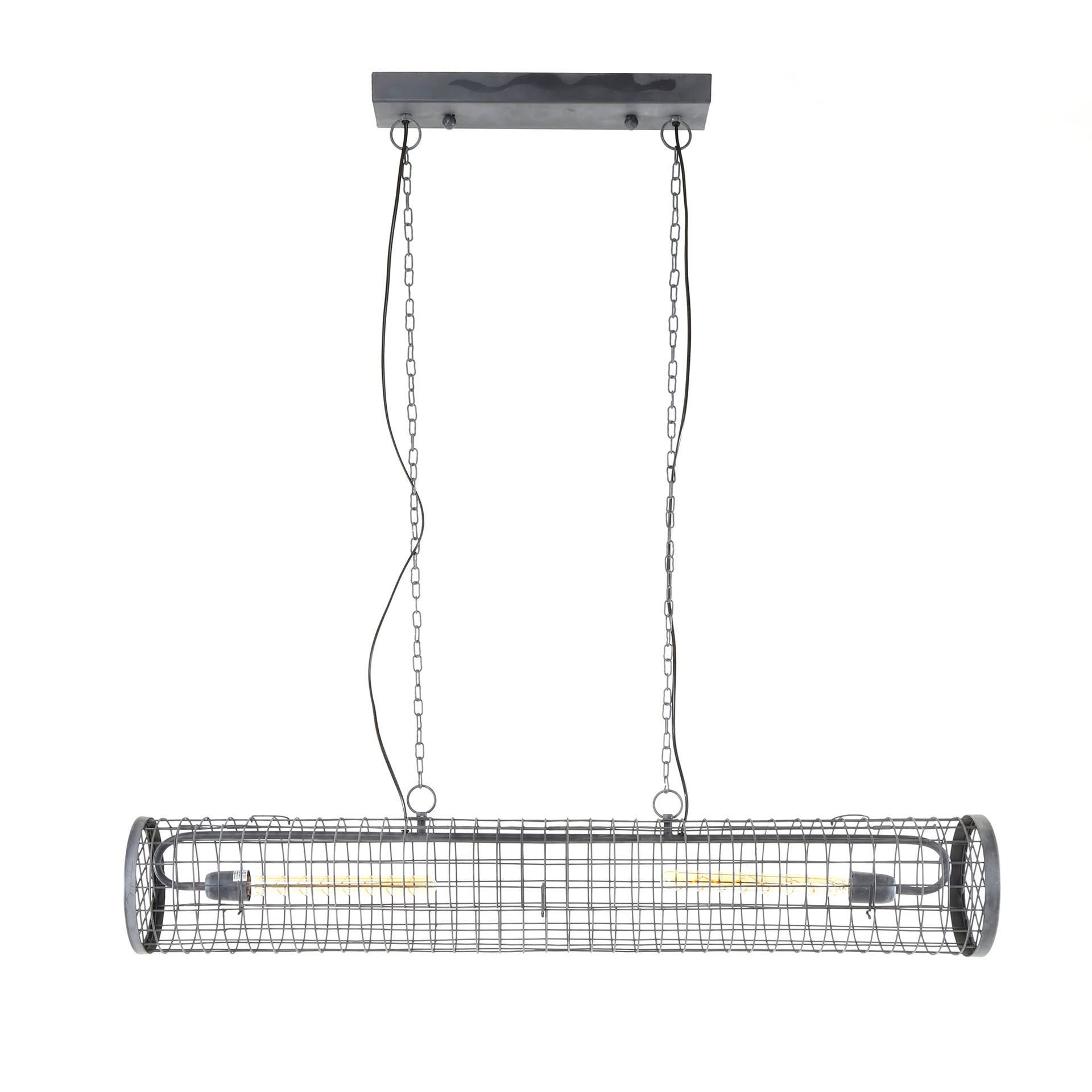 Suspension « Velanis » – Lampe cylindrique au design industriel en fil métallique