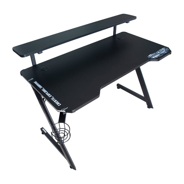 Minecraft gaming desk "Ender" – with monitor shelf, drink holder & headset holder