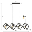 Suspension Orlis – 4 lampes disposées dans un design cube en Anthracite
