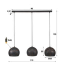 Suspension "Veloria – Avec 3 abat-jour sphériques perforés en Métal Noir-Bronze