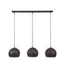 Suspension "Veloria – Avec 3 abat-jour sphériques perforés en Métal Noir-Bronze