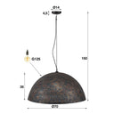 Hängeleucht "Astryn - Grousse, perforéierte Lampschierm aus Metall a Schwaarz-Bronze