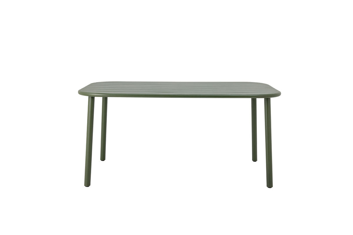 Table à manger Camala - Plateau rectangulaire incurvé vert profond