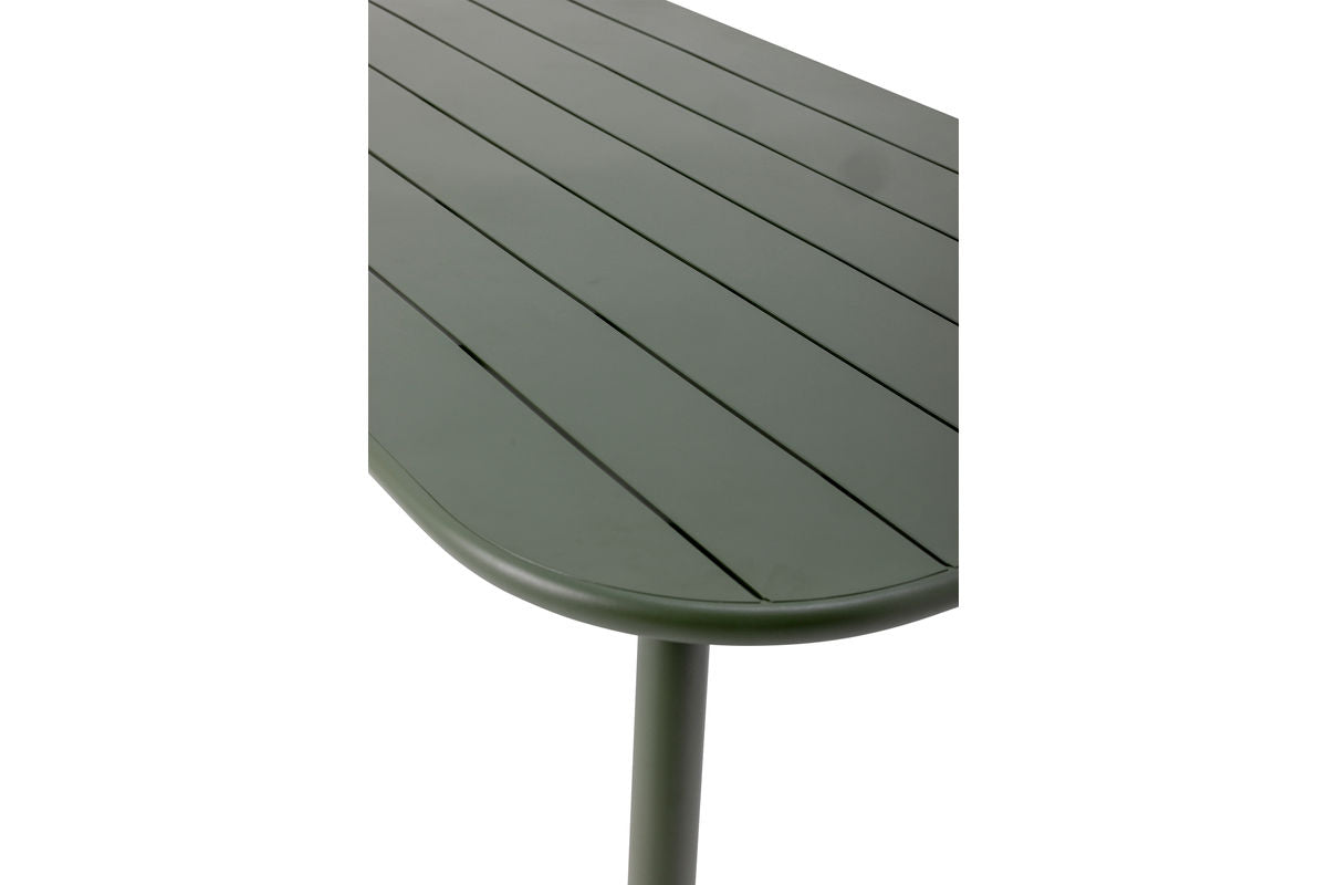 Table à manger Camala - Plateau rectangulaire incurvé vert profond